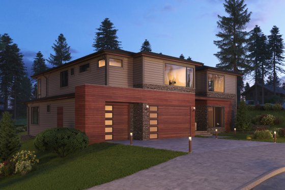 Exterior - Front Elevation 3 for Contemporary House Plan #1066-56 - 5 bed, 5.5 bath