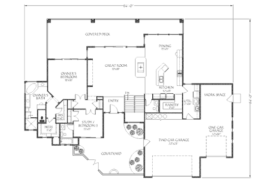 Floor Plan - Main Floor for Mediterranean House Plan #24-271 - 5 bed, 4.5 bath