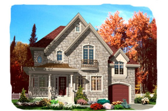 Exterior - Front Elevation for European House Plan #138-117 - 3 bed, 1.5 bath