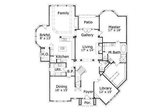 Floor Plan - Main Floor for European House Plan #411-101 - 5 bed, 3.5 bath