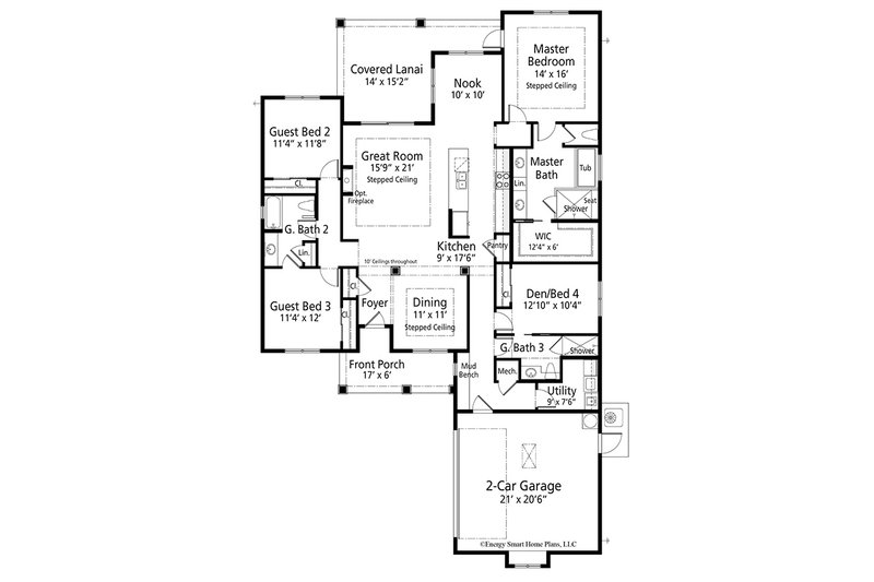 Home Plan - Floor Plan - Main Floor for Craftsman House Plan #938-97 - 3 bed, 3 bath