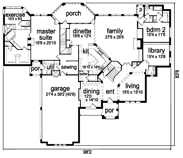 Architectural House Design - European Floor Plan - Main Floor Plan #84-438