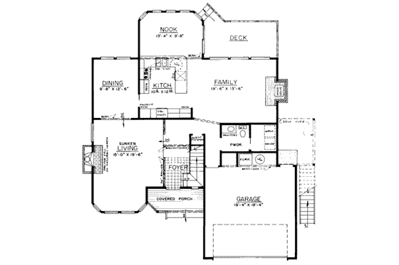 Floor Plan - Main Floor for Traditional House Plan #303-115 - 3 bed, 2.5 bath