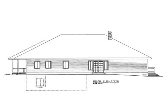 Exterior - Rear Elevation for Traditional House Plan #117-772 - 1 bed, 2 bath