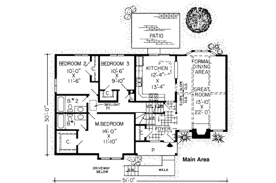 Floor Plan - Main Floor for Modern House Plan #312-228 - 3 bed, 2 bath