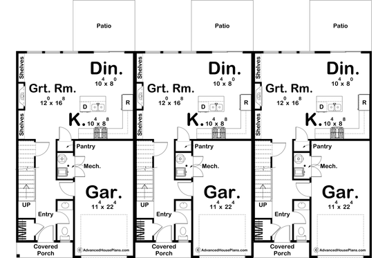 Floor Plan - Main Floor for Farmhouse House Plan #455-306 - 3 bed, 2.5 bath