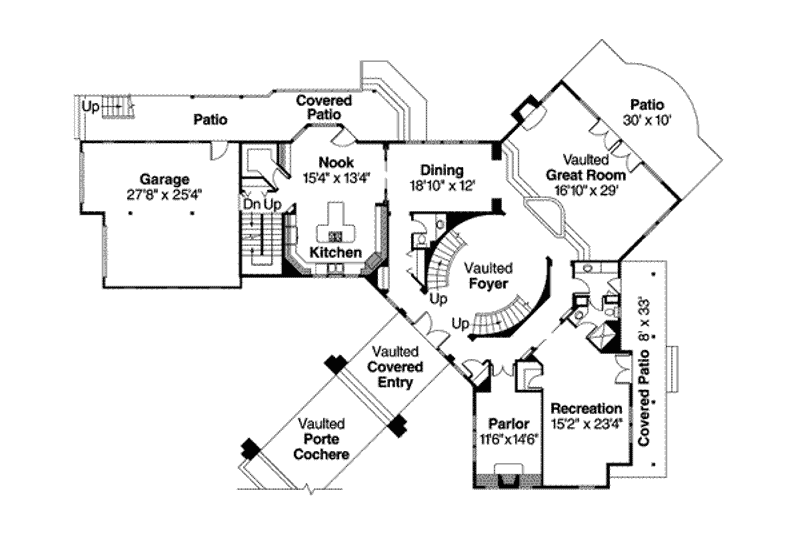 Home Plan - Floor Plan - Main Floor for Craftsman House Plan #124-455 - 4 bed, 5.5 bath