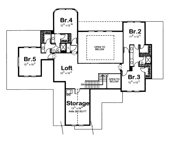 Bungalow Style House Plan - 5 Beds 3.5 Baths 3749 Sq Ft Plan #312-863 