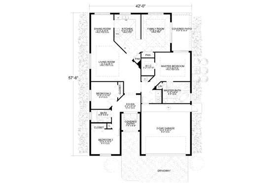 Floor Plan - Main Floor for Cottage House Plan #420-110 - 3 bed, 2 bath