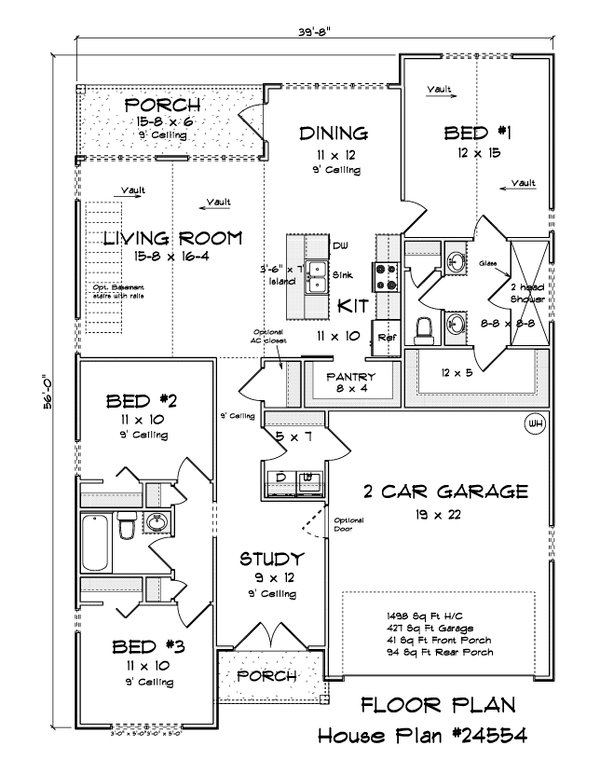 House Blueprint - Cottage Floor Plan - Main Floor Plan #513-2347
