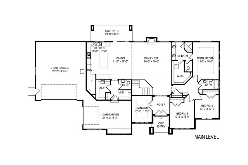 Home Plan - Floor Plan - Main Floor for Modern House Plan #920-121 - 3 bed, 2.5 bath