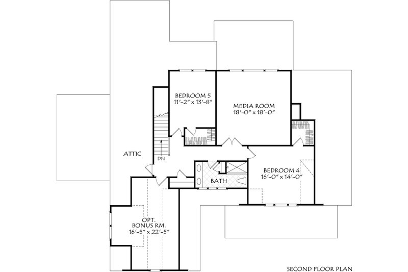 House Blueprint - Floor Plan - Upper Floor for Craftsman House Plan #927-1057 - 5 bed, 3.5 bath