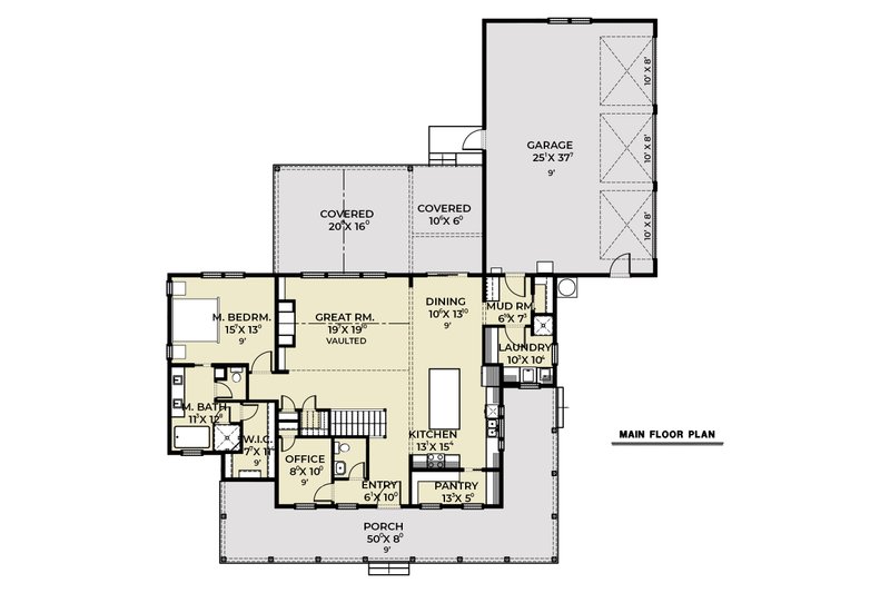 House Blueprint - Floor Plan - Main Floor for Farmhouse House Plan #1070-268 - 4 bed, 2.5 bath