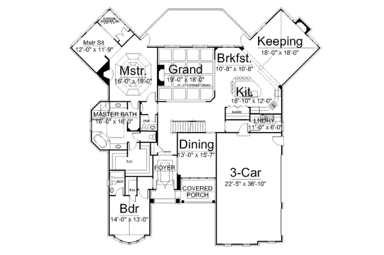 Floor Plan - Main Floor for European House Plan #119-348 - 3 bed, 3.5 bath