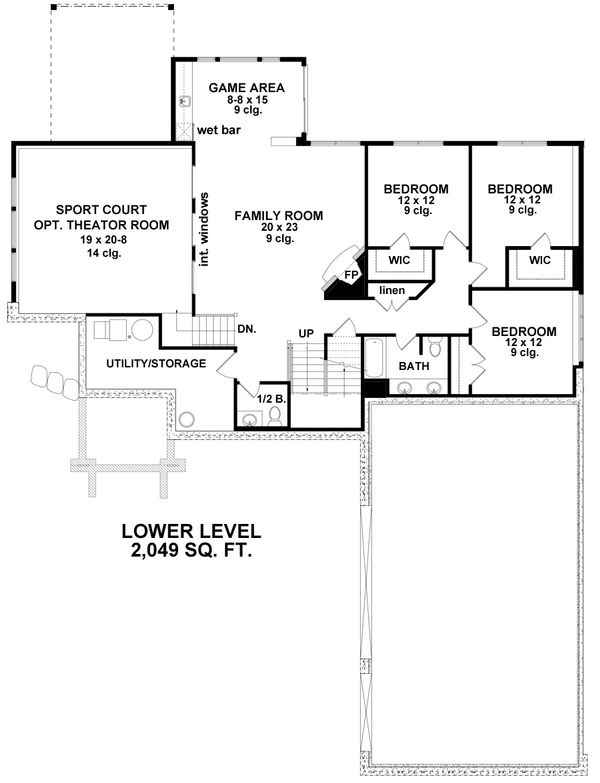 Craftsman Floor Plan - Lower Floor Plan #51-563