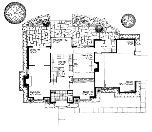 Home Plan - Tudor Floor Plan - Main Floor Plan #72-794