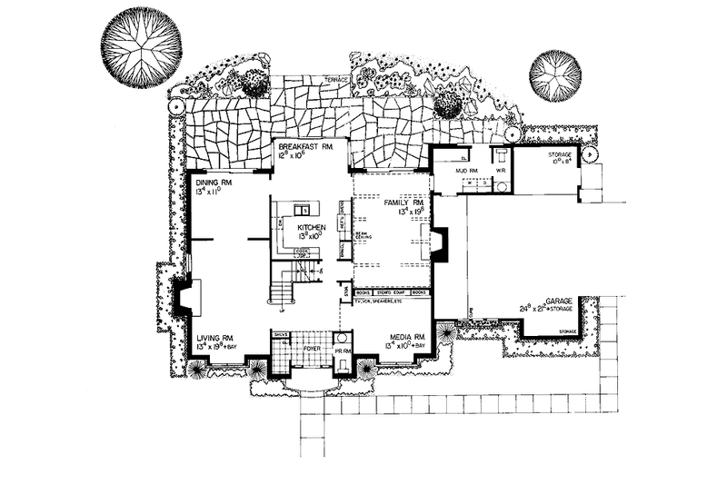 Home Plan - Floor Plan - Main Floor for Tudor House Plan #72-794 - 4 bed, 2 bath