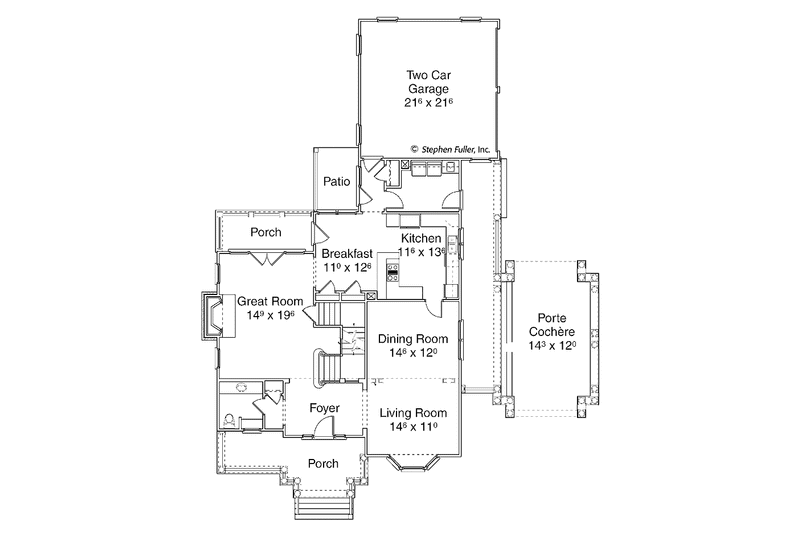 Dream House Plan - Floor Plan - Main Floor for Colonial House Plan #429-279 - 4 bed, 3.5 bath
