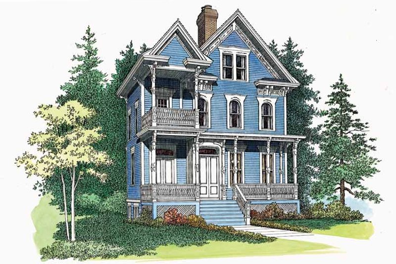House Blueprint - Victorian Exterior - Front Elevation Plan #72-885
