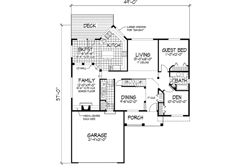 Home Plan - Floor Plan - Main Floor for Traditional House Plan #320-542 - 4 bed, 3 bath