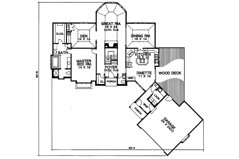 Home Plan - Floor Plan - Main Floor for Tudor House Plan #1001-120 - 3 bed, 2.5 bath