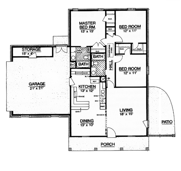 Home Plan - Ranch Floor Plan - Main Floor Plan #45-558