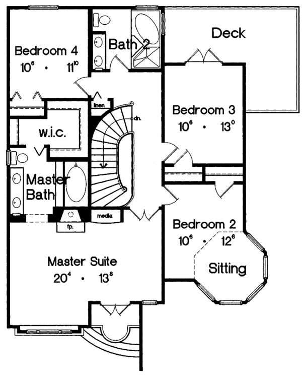 Dream House Plan - Country Floor Plan - Upper Floor Plan #417-610