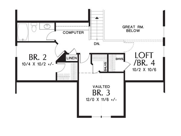 Architectural House Design - Craftsman Floor Plan - Upper Floor Plan #48-643