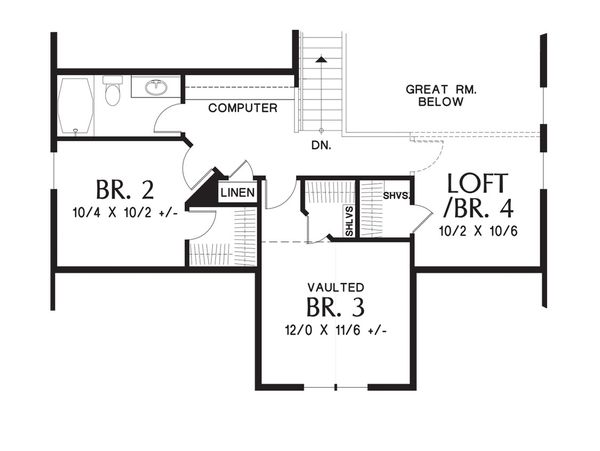 Craftsman Floor Plan - Upper Floor Plan #48-643