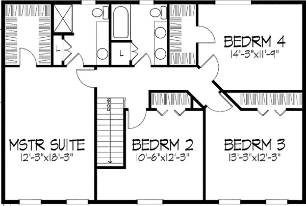 Home Plan - Classical Floor Plan - Upper Floor Plan #51-844