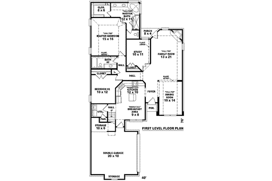 Floor Plan - Main Floor for European House Plan #81-867 - 2 bed, 2 bath