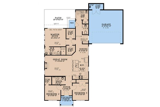 Floor Plan - Main Floor for Modern House Plan #923-457 - 3 bed, 2.5 bath