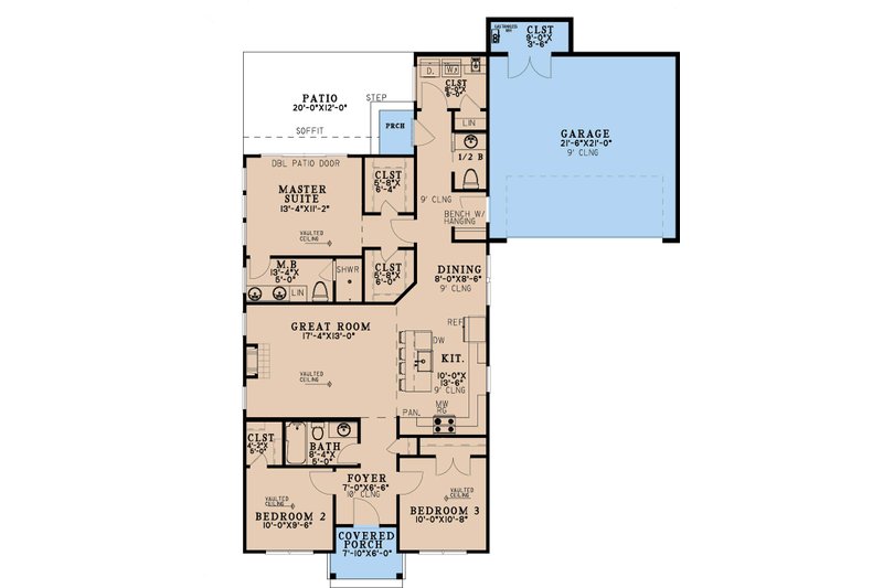 Home Plan - Floor Plan - Main Floor for Modern House Plan #923-457 - 3 bed, 2.5 bath