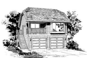 Exterior - Front Elevation 3 for Farmhouse House Plan #47-1075 - 1 bed, 1 bath