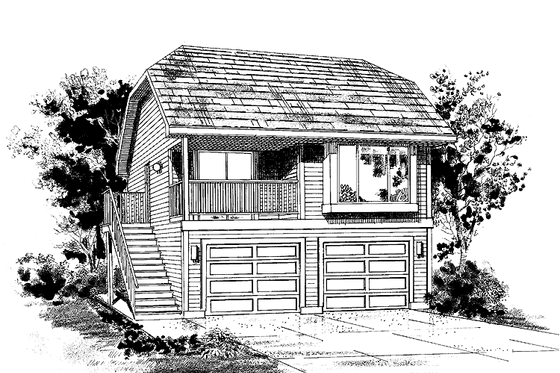 Exterior - Front Elevation 3 for Farmhouse House Plan #47-1075 - 1 bed, 1 bath