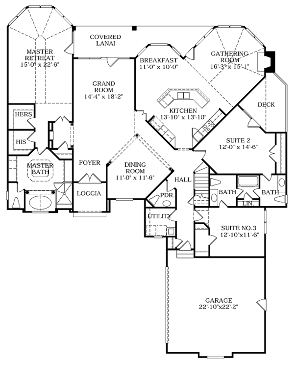 Architectural House Design - Mediterranean Floor Plan - Main Floor Plan #453-112