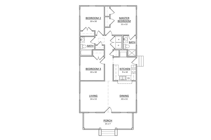 Architectural House Design - Floor Plan - Main Floor for Craftsman House Plan #936-24 - 3 bed, 2 bath
