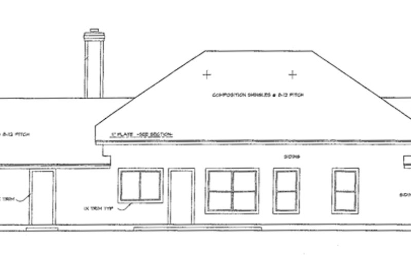 Architectural House Design - Exterior - Rear Elevation for Ranch House Plan #472-58 - 3 bed, 2 bath