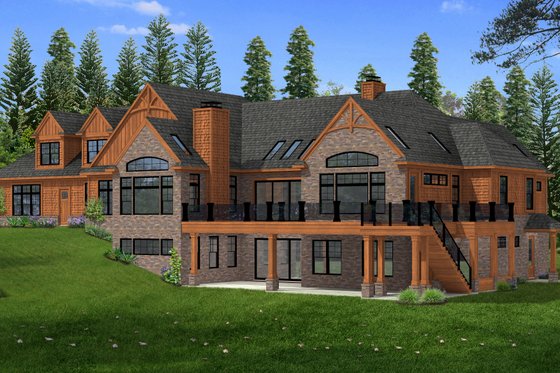 Exterior - Rear Elevation for Craftsman House Plan #1057-42 - 4 bed, 7.5 bath