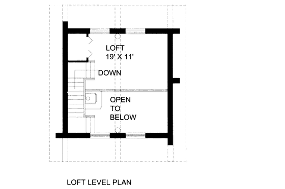 Floor Plan - Upper Floor for Log House Plan #117-797, 1 bath