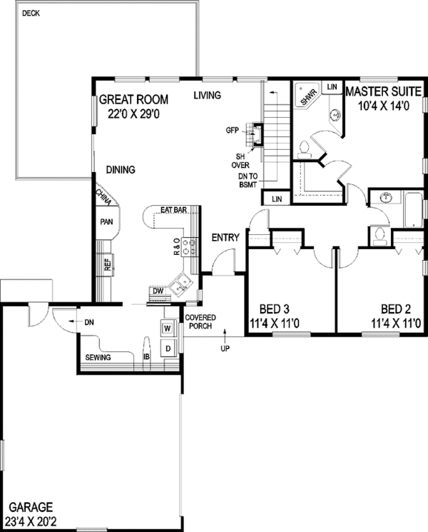 House Plan Design - Country Floor Plan - Main Floor Plan #60-1025