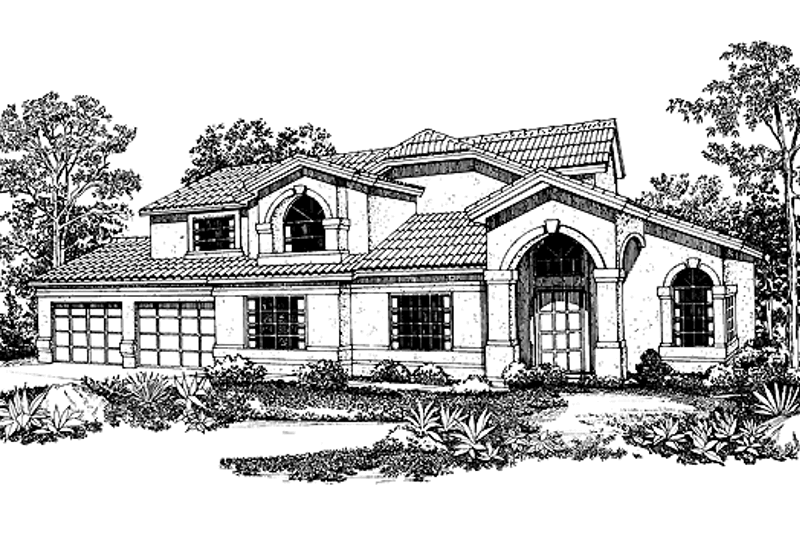 Architectural House Design - Mediterranean Exterior - Front Elevation Plan #72-931