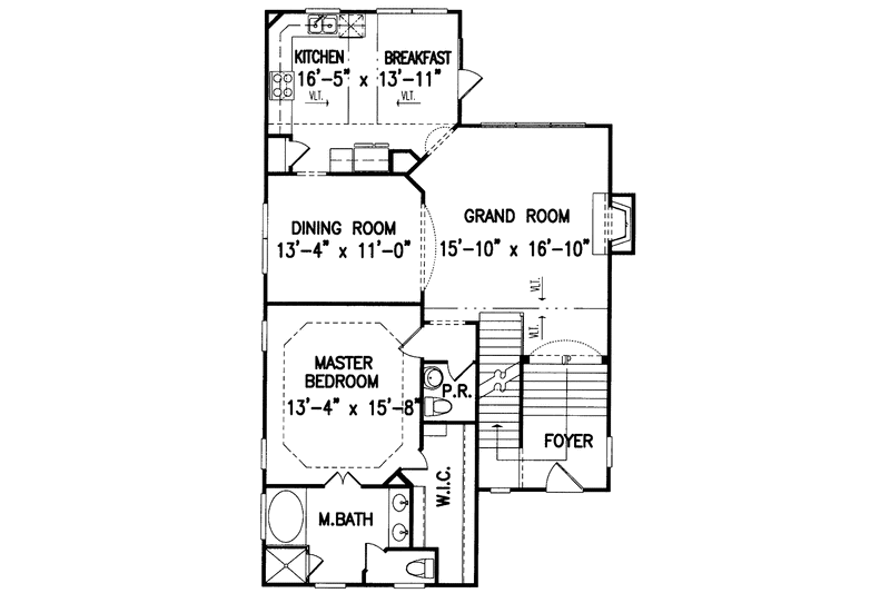 Dream House Plan - Floor Plan - Main Floor for Traditional House Plan #54-237 - 3 bed, 2.5 bath