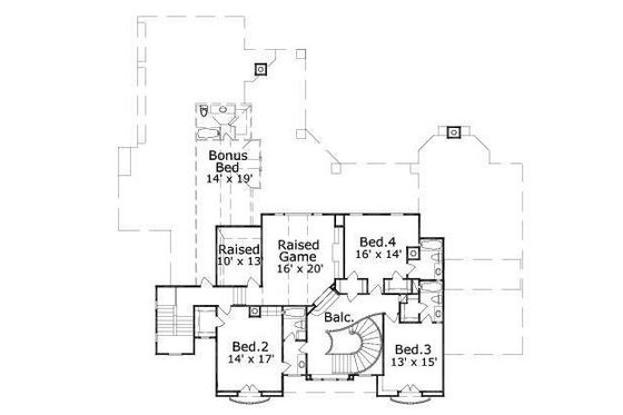 Floor Plan - Upper Floor for European House Plan #411-312 - 4 bed, 4.5 bath