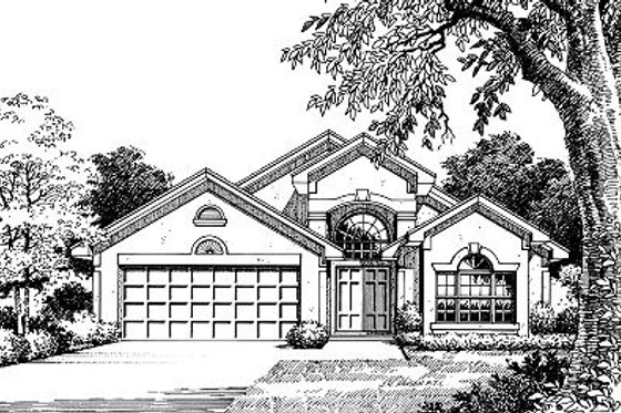 Exterior - Front Elevation for Mediterranean House Plan #417-157 - 4 bed, 2 bath