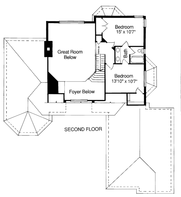 House Blueprint - Country Floor Plan - Upper Floor Plan #46-597