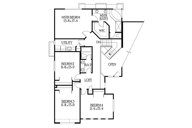 Dream House Plan - Floor Plan - Upper Floor for Craftsman House Plan #132-313 - 4 bed, 2.5 bath