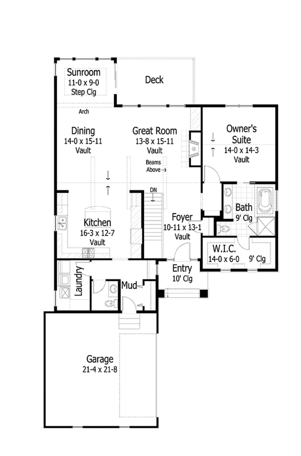 Dream House Plan - Ranch Floor Plan - Main Floor Plan #51-1078