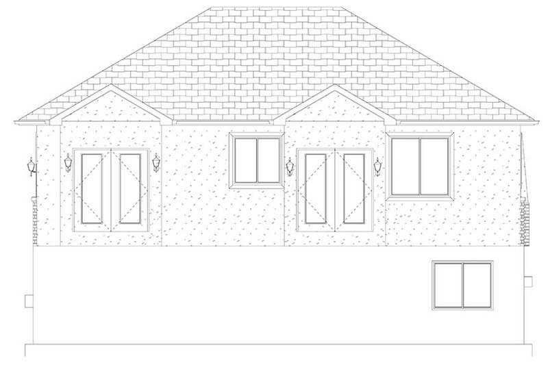 House Design - Exterior - Rear Elevation 3 for Ranch House Plan #1060-9 - 5 bed, 3 bath