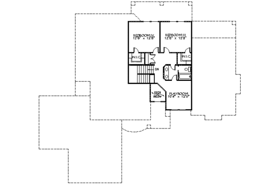 Floor Plan - Upper Floor for Mediterranean House Plan #24-225 - 4 bed, 3.5 bath